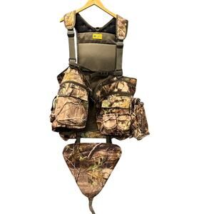 Turkey Hunting Vest Mens One Size Real Tree AP Camo Cushion + Face Mask HS Strut